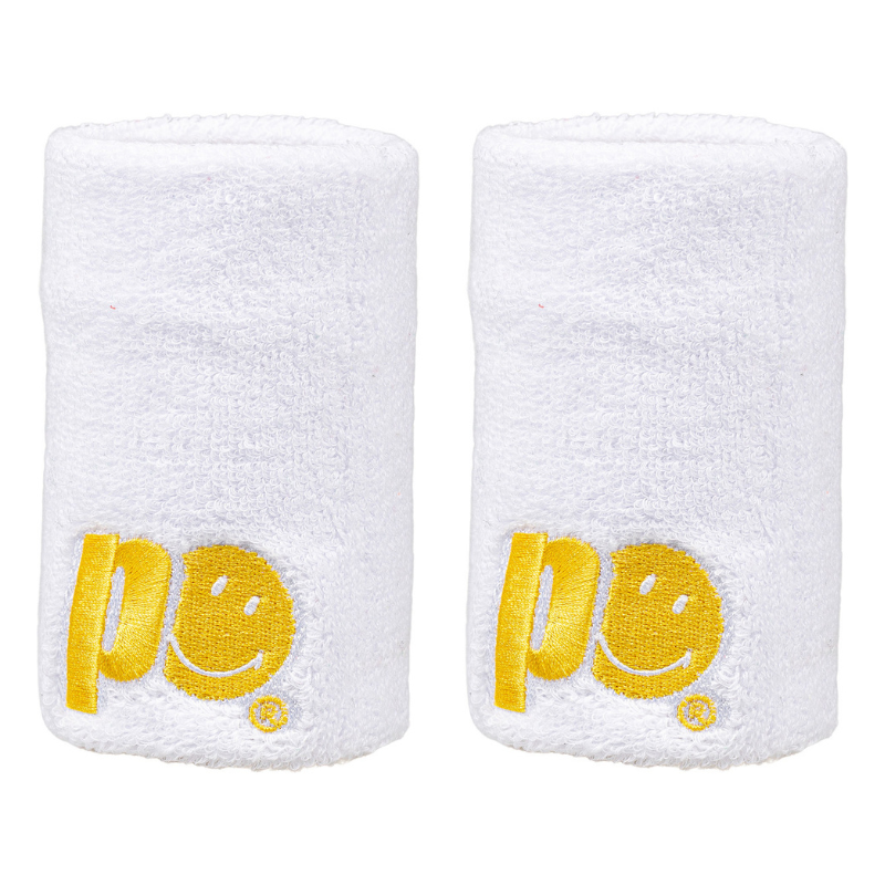 Poignets Éponge Prince X Smiley Large Blanc x2