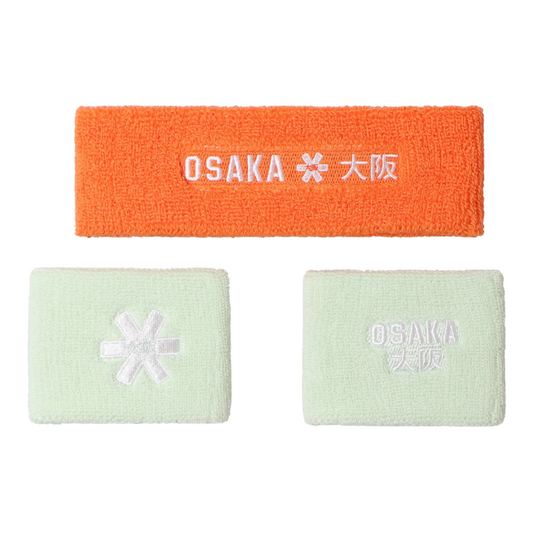 Poignets Éponge et Bandeau éponge Osaka Orange/Vert