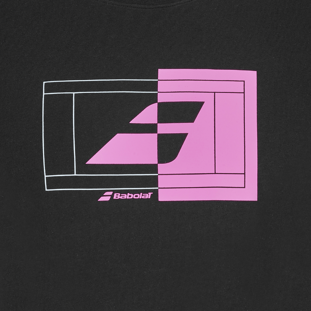 T-shirt Babolat Exercise Message Tee Noir/Rose - Esprit Padel Shop