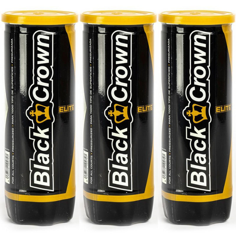 Tripack de 3 balles de padel Black Crown Elite