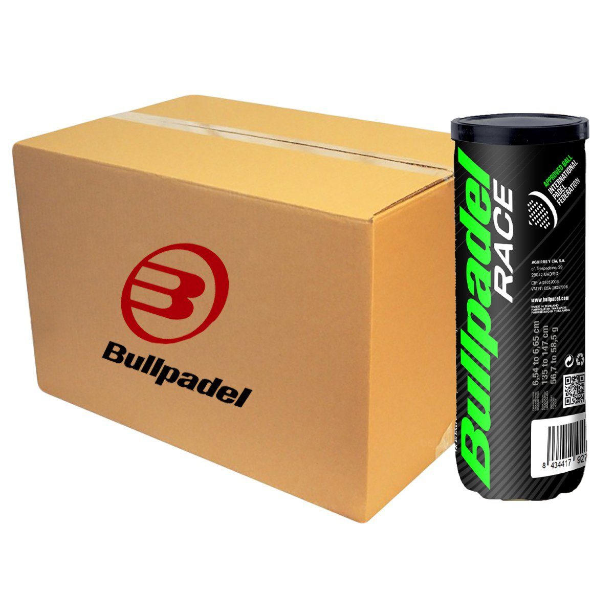Carton de 24 tubes de 3 balles de padel Bullpadel Race