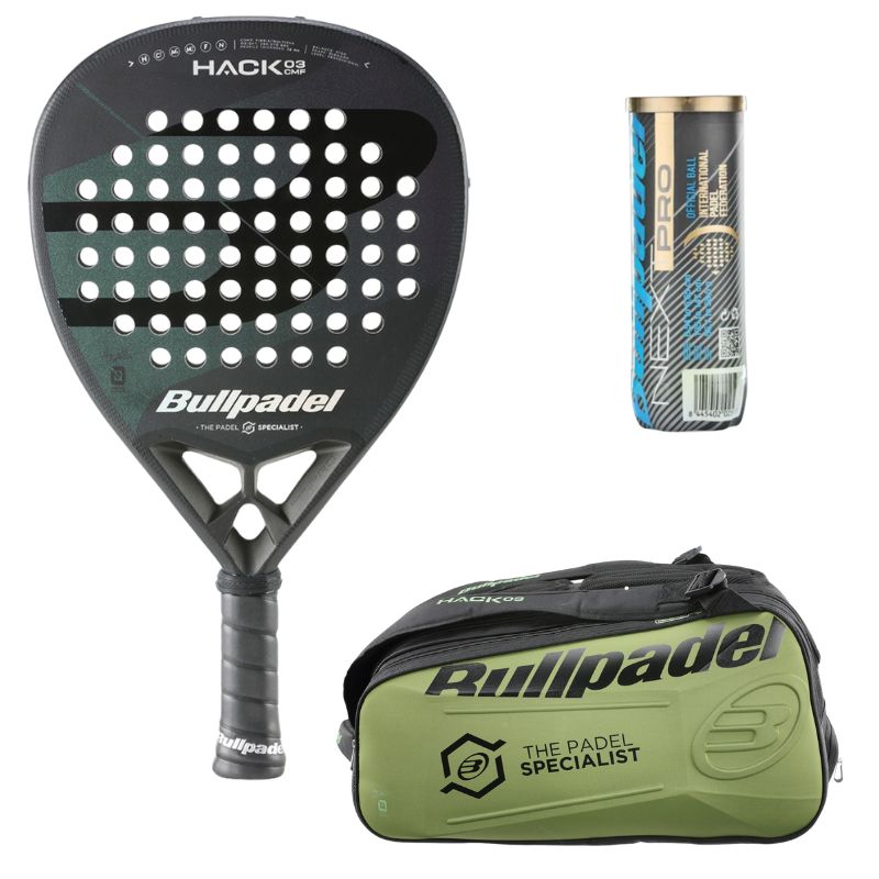 Pack Homme d'une raquette Bullpadel Hack Comfort 03 2023 & d'un sac Bullpadel Hack Kaki