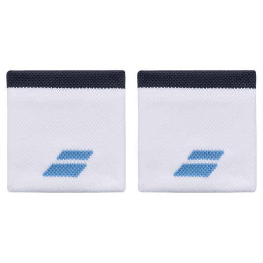 Poignets Éponge Babolat Logo Blanc/Bleu Clair x2
