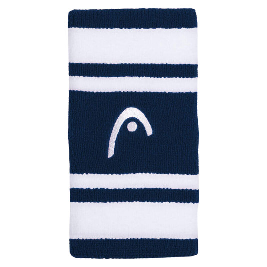 Poignets Éponge Head 5" Striped Blanc/Bleu Marine x2