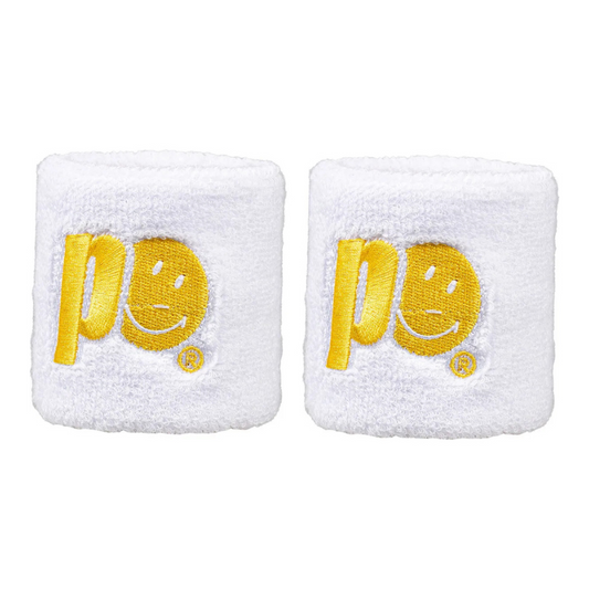 Poignets Éponge Prince X Smiley Court Blanc x2