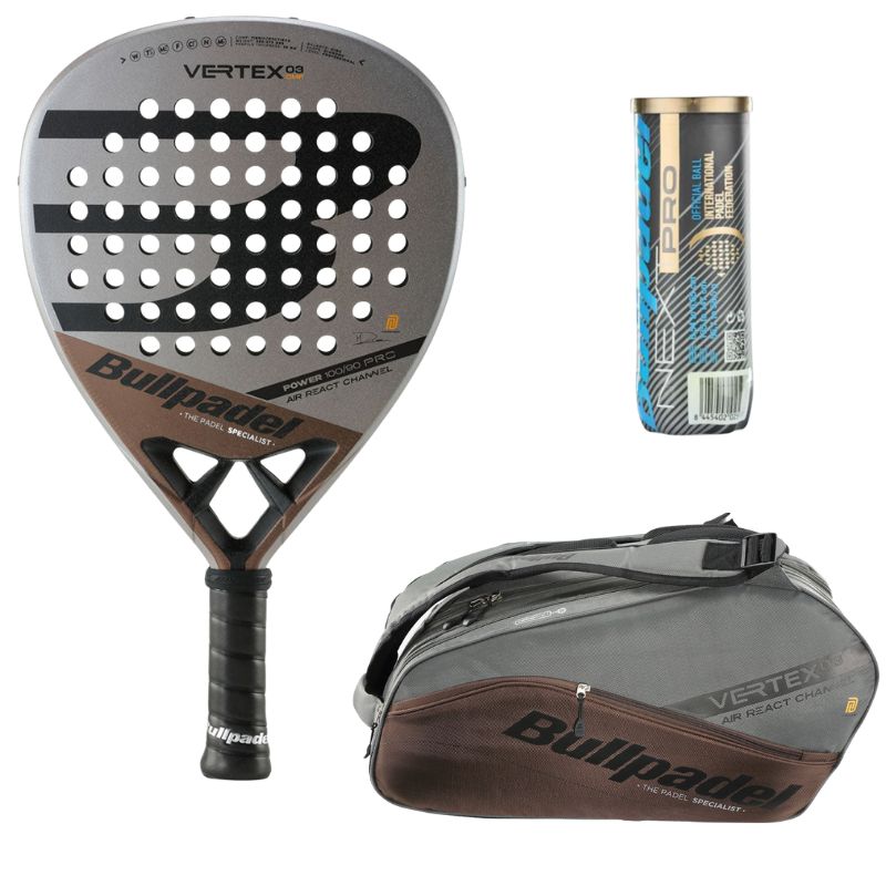 Pack Homme d'une raquette Bullpadel Vertex Comfort 03 2023 & d'un sac Bullpadel Vertex Gris