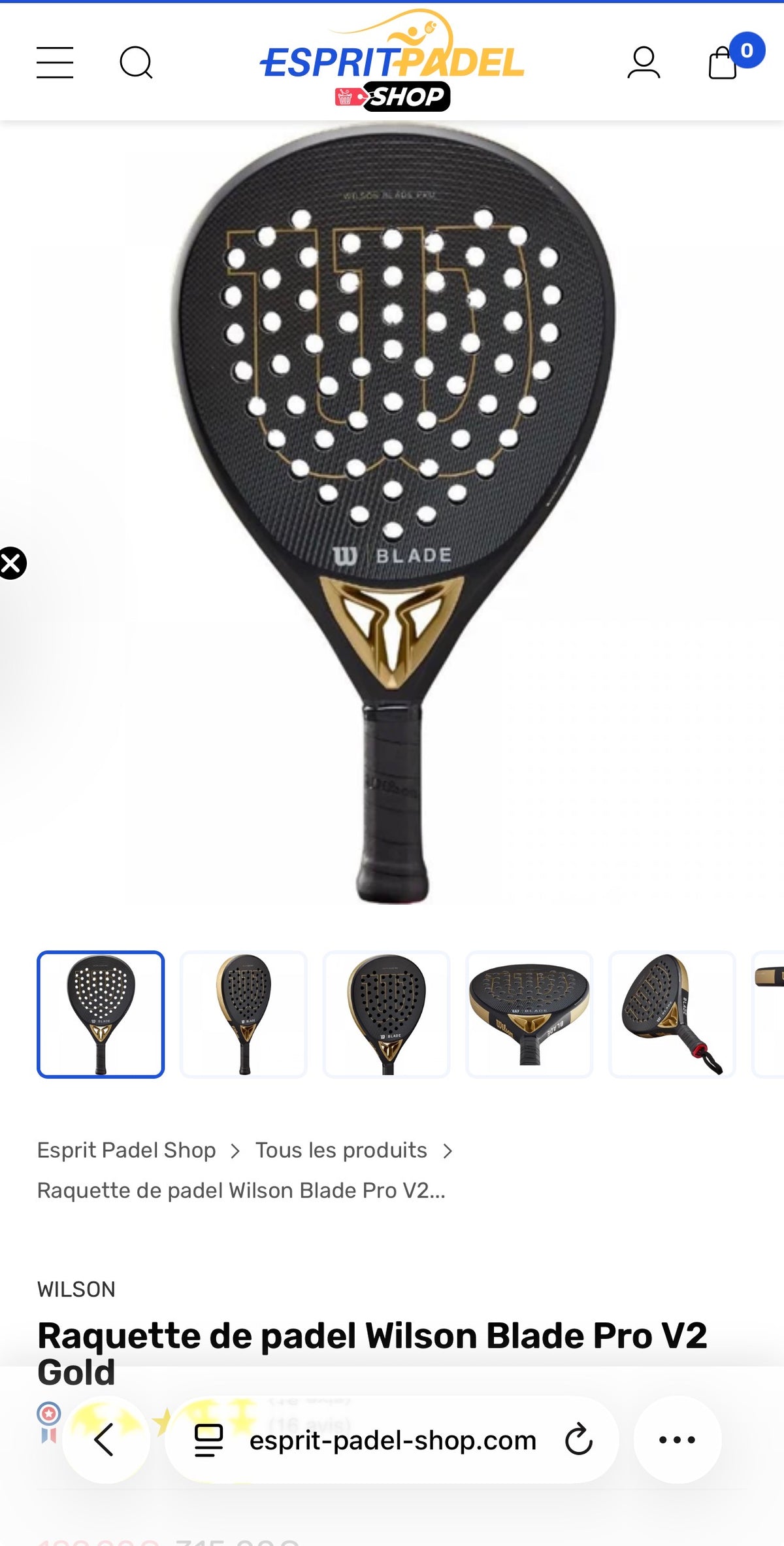 Raquette de padel Wilson Blade Pro V2 Gold