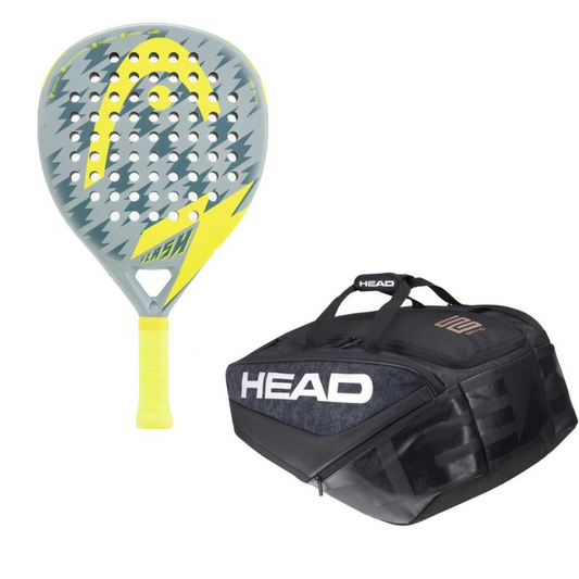 Pack Homme d'une Raquette Head Flash Gris/Jaune & un Sac Head PadelMonster Combi Noir