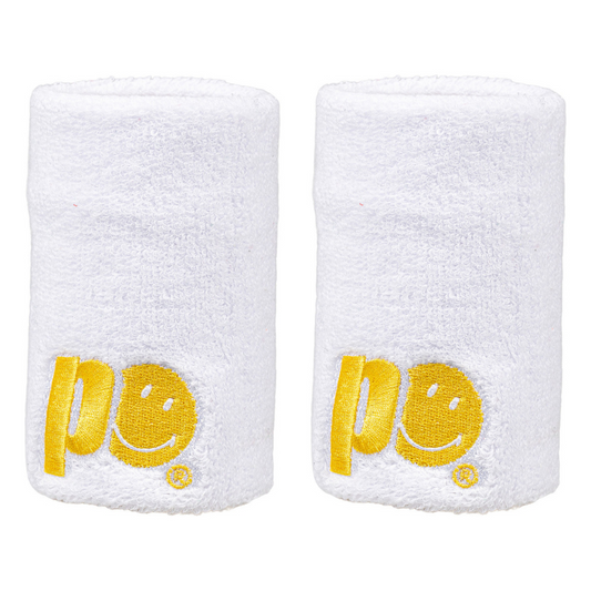 Poignets Éponge Prince X Smiley Large Blanc x2
