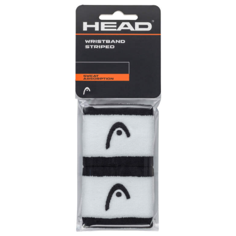 Poignets Éponge Head 2.5" Striped Noir/Blanc x2