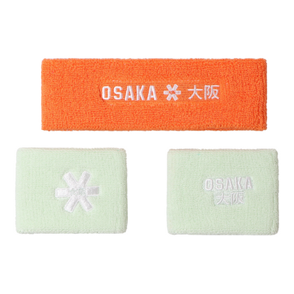 Poignets Éponge et Bandeau éponge Osaka Orange/Vert