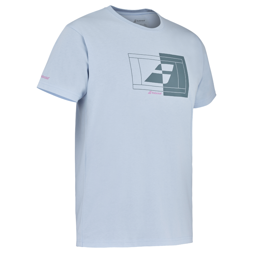 T-shirt Babolat Exercise Message Tee Bleu/Gris - Esprit Padel Shop