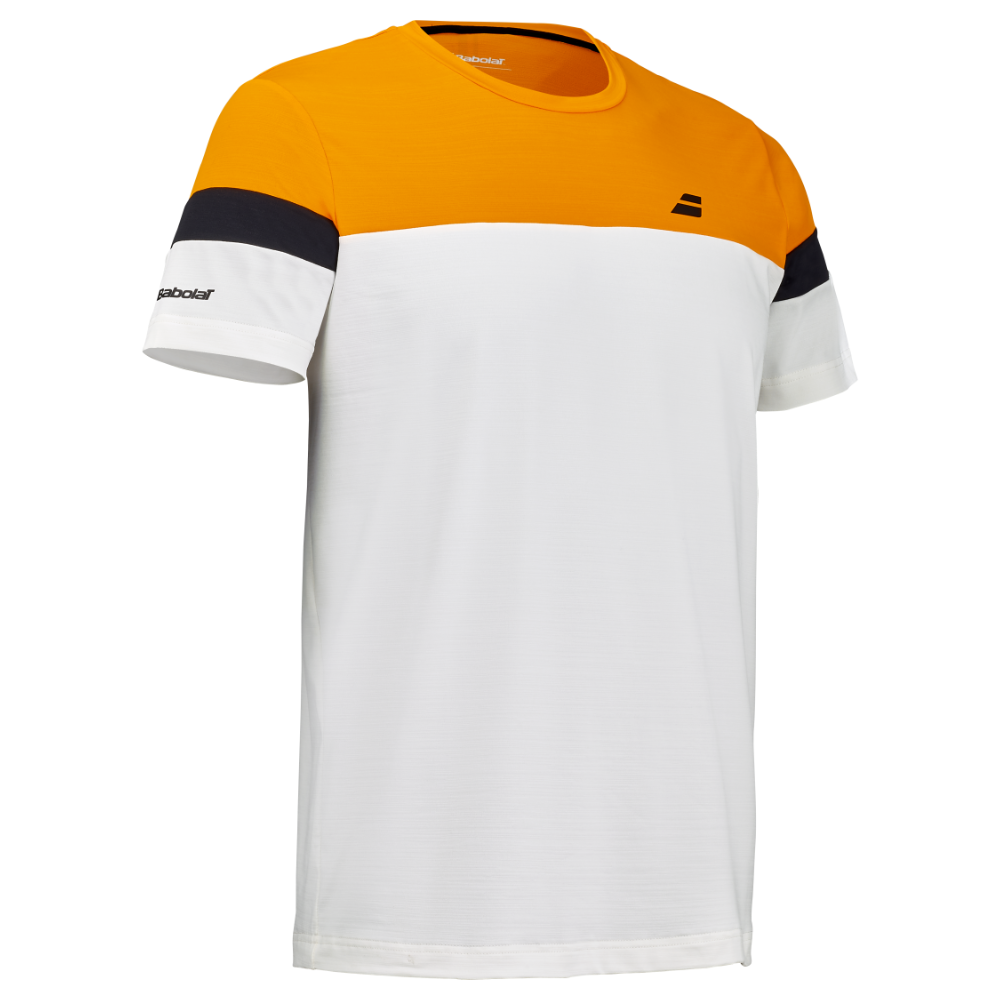 T-shirt Babolat Perf Crew Neck Tee Blanc/Orange - Esprit Padel Shop