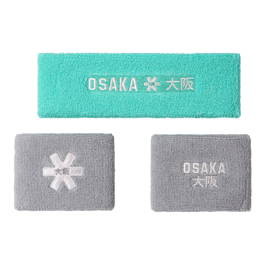 Poignets Éponge et Bandeau éponge Osaka Gris/Bleu