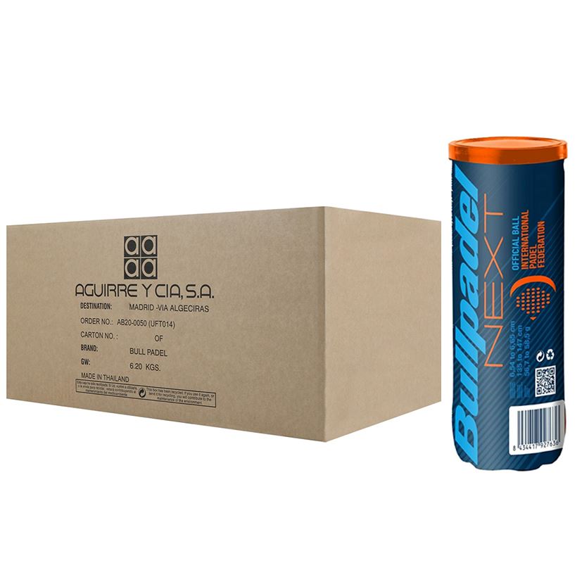 Carton de 24 tubes de 3 balles Bullpadel Next