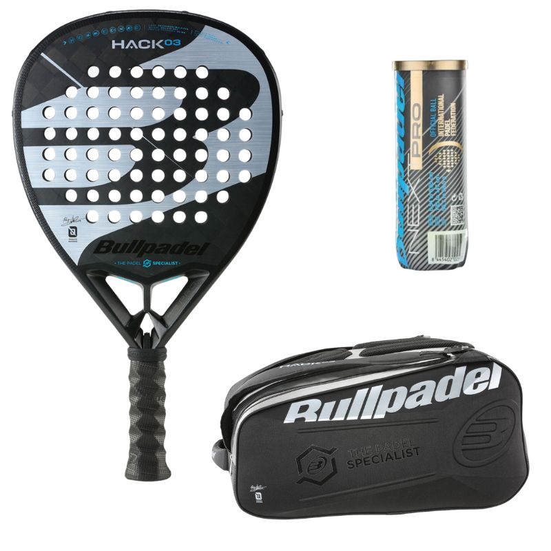 Pack Homme d'une raquette Bullpadel Hack 03 2023 & d'un sac Bullpadel Hack Platine