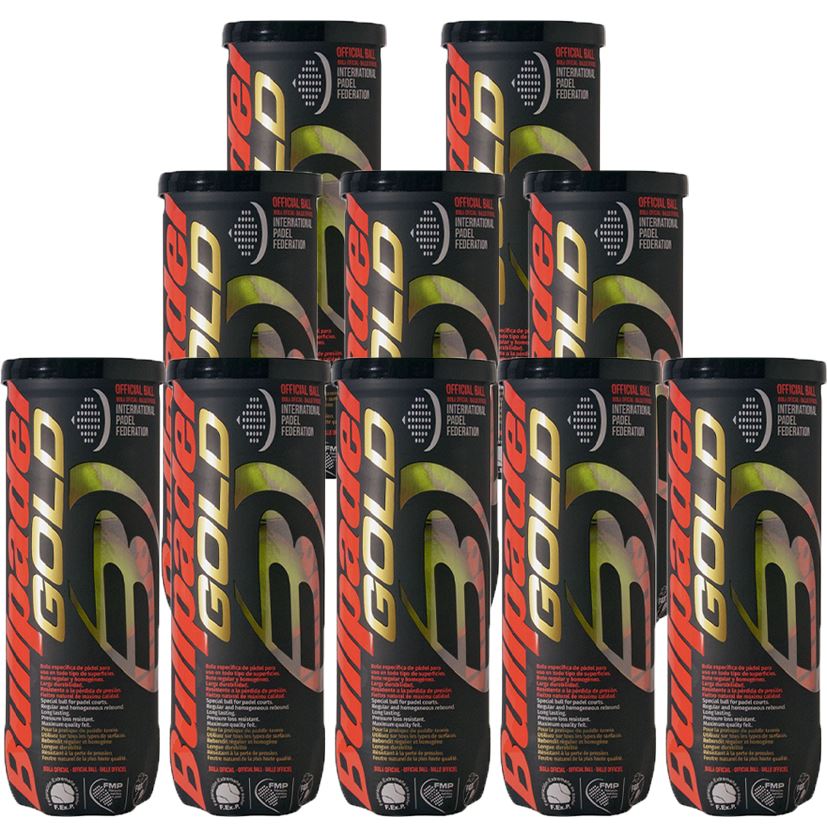 Pack de 10 tubes de balles de padel Bullpadel Gold