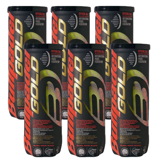 Pack de 6 tubes de 3 balles de padel Bullpadel Gold