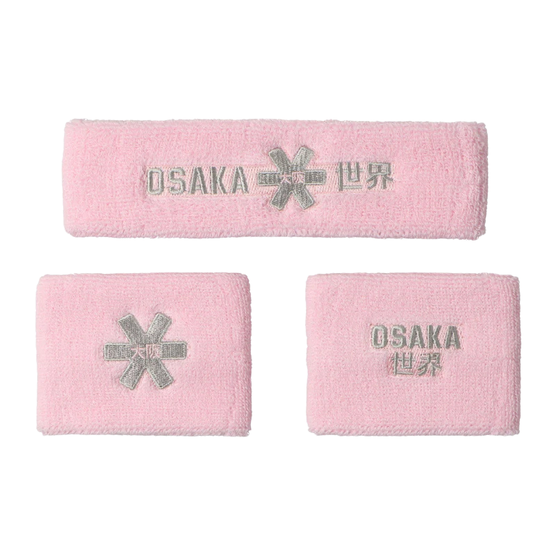 Poignets éponge et bandeau éponge Osaka Set 2.0 Rose