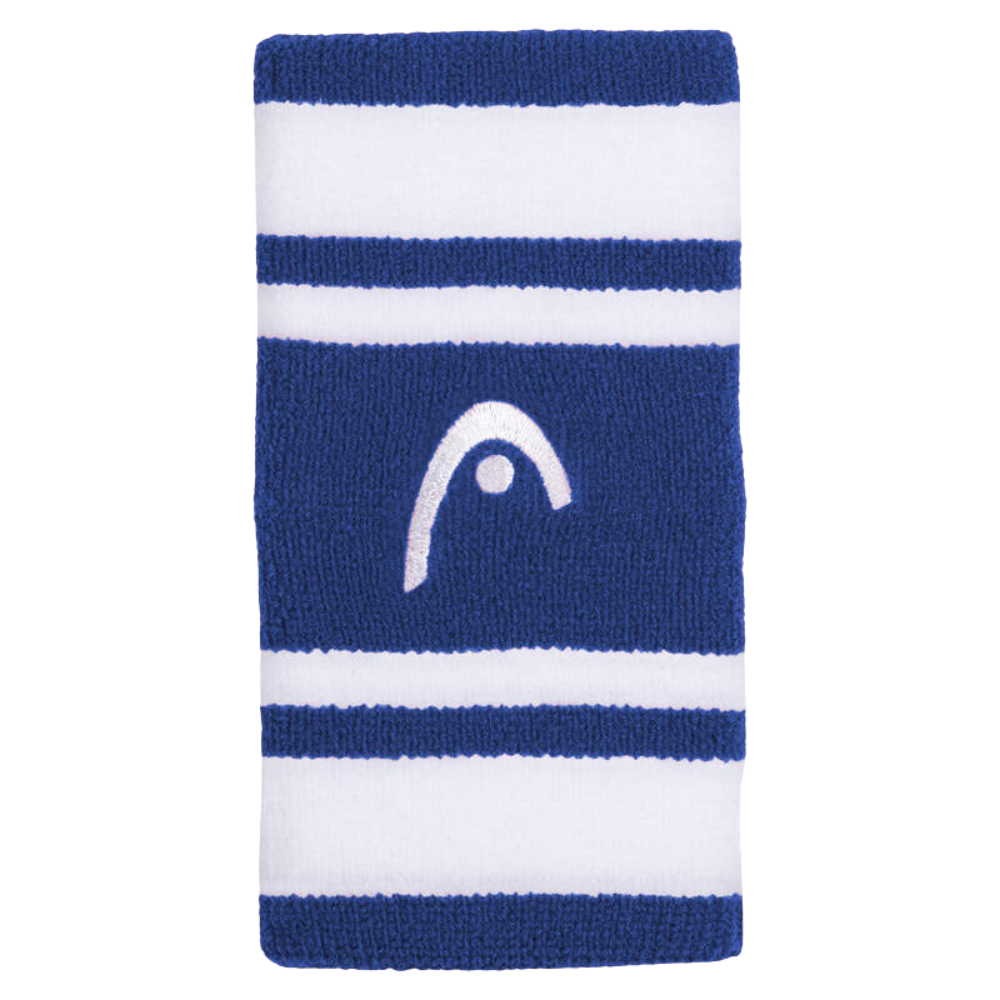 Poignets Éponge Head 5" Striped Blanc/Bleu Foncé x2