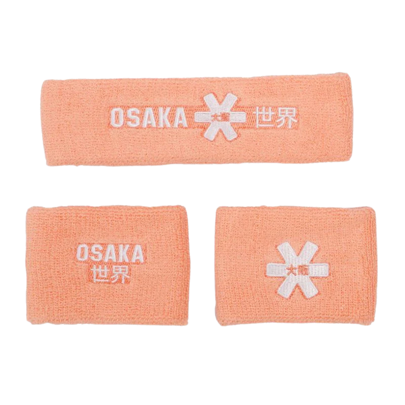 Poignets éponge et bandeau éponge Osaka Set 2.0 Saumon