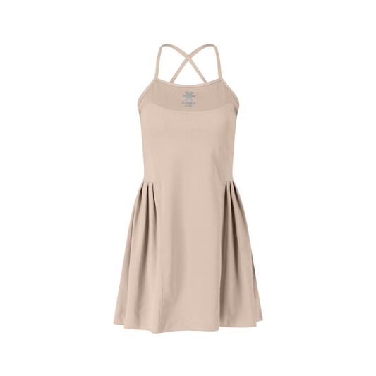 Robe Osaka Pleated Tech Beige Femme