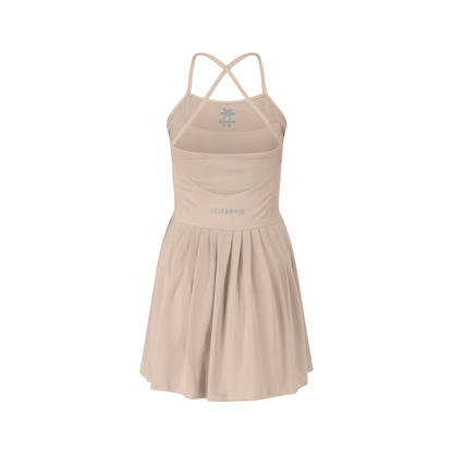Robe Osaka Pleated Tech Beige Femme