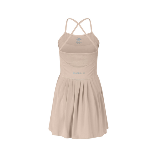 Robe Osaka Pleated Tech Beige Femme