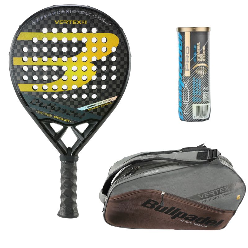 Pack Homme d'une raquette Bullpadel Vertex Control 03 2023 & d'un sac Bullpadel Vertex Gris